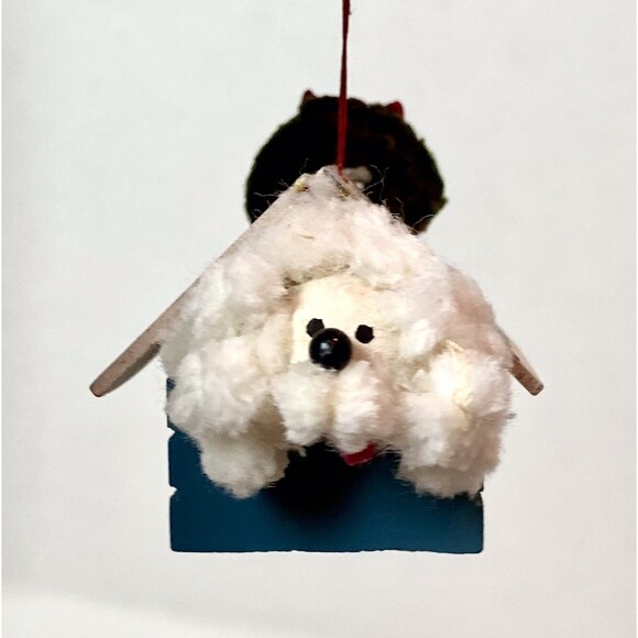 4 - Vintage Wooden Christmas Ornaments Santa Dog House Prairie Girl Mouse - Felt - Picture 13 of 16